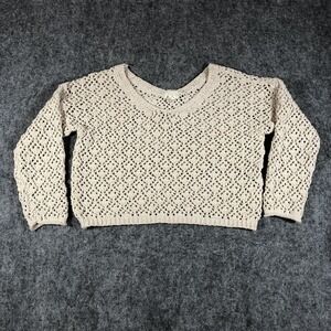 Artelier Nicole Miller Sweater Womens Large Cream Open Knit Crochet‎